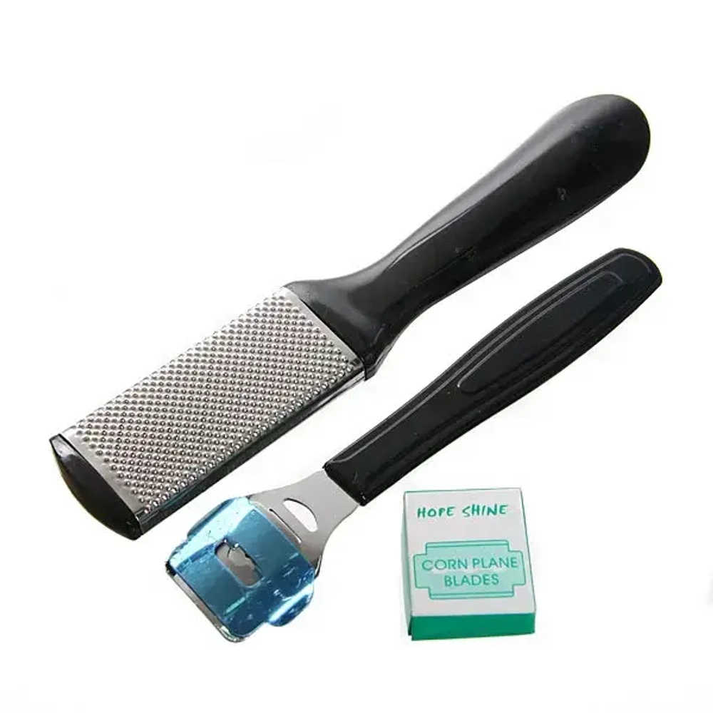 Педикюрный набор на блистере, 3 предмета «Ultramarine» (терка металлическая, скребок и лезвия)✦