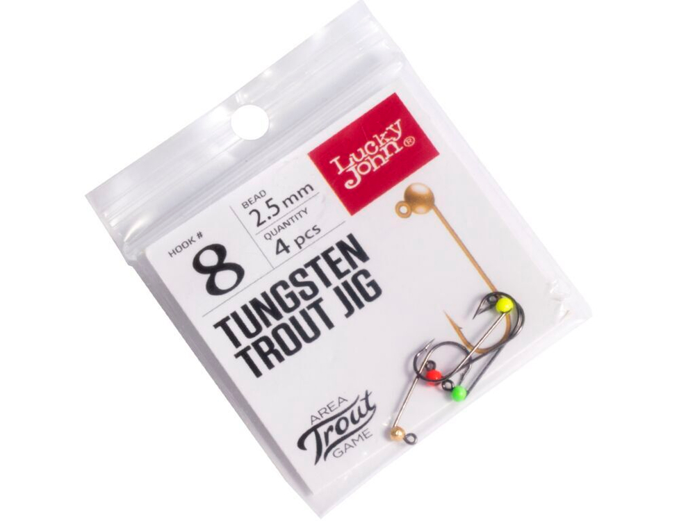 Джиг-головки Lucky John Area Trout Game вольфрамовые 02.5мм крючок 004 4шт. (цвет: Gold, Red, Green, Yellow)