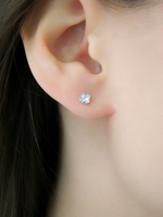 Серебряные серьги-пусеты с фианитом 4 мм с лимонным золочением