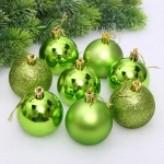 Новогодние шары 6 см (набор 24 шт) «Микс фактур», салатовый