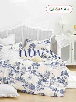 Постельное белье сатин Milky Garden "Chineria/Chineria (компаньон)" семейное Наволочка 50х70 см 2 шт Простынь 240x215 см Пододеяльник 145x215 см 2шт