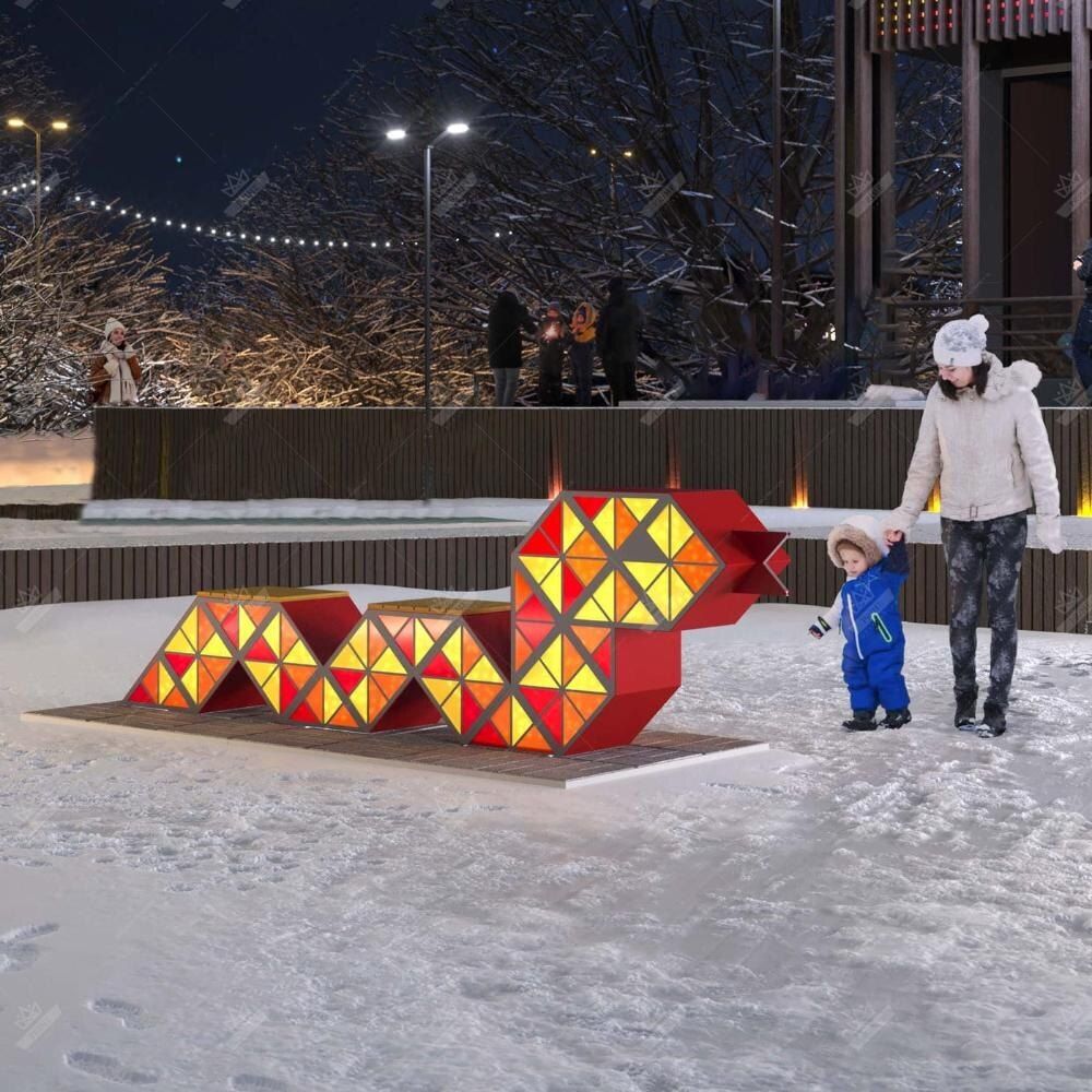 Скамейка "Змейка" световая