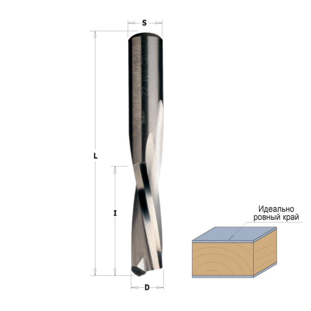 Фреза спиральная монолитная 4x15x60 Z=2 S=8 RH 192.840.11