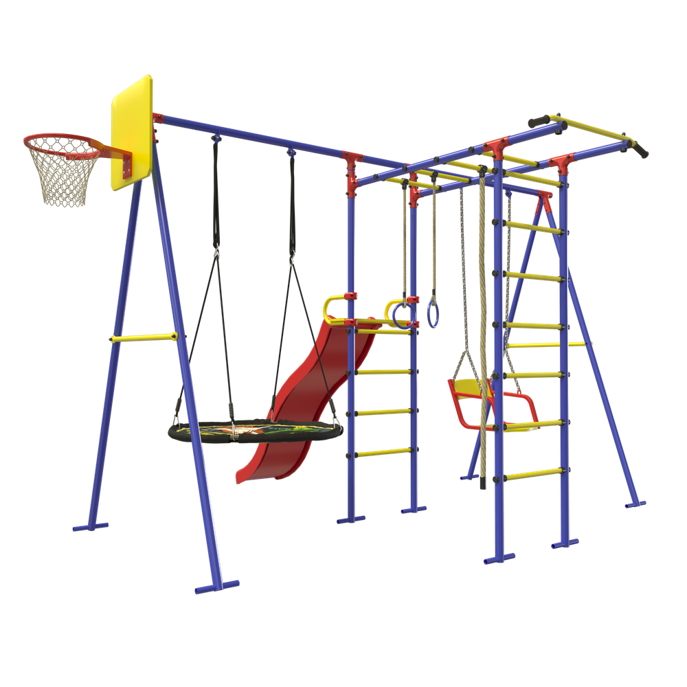 Уличный комплекс с двумя качелями синий