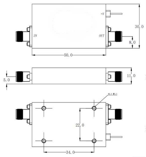 LF-LA-4050-28, широкополосный малошумящий усилитель GaAs, 40-50 ГГц, 40 дБ