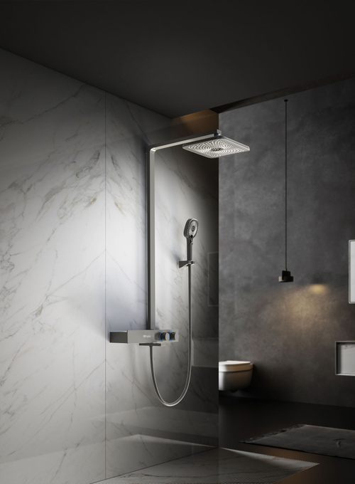 Душевая стойка Vincea Inspire VSFS-3I13TGM термостатическая с изливом, вороненая сталь