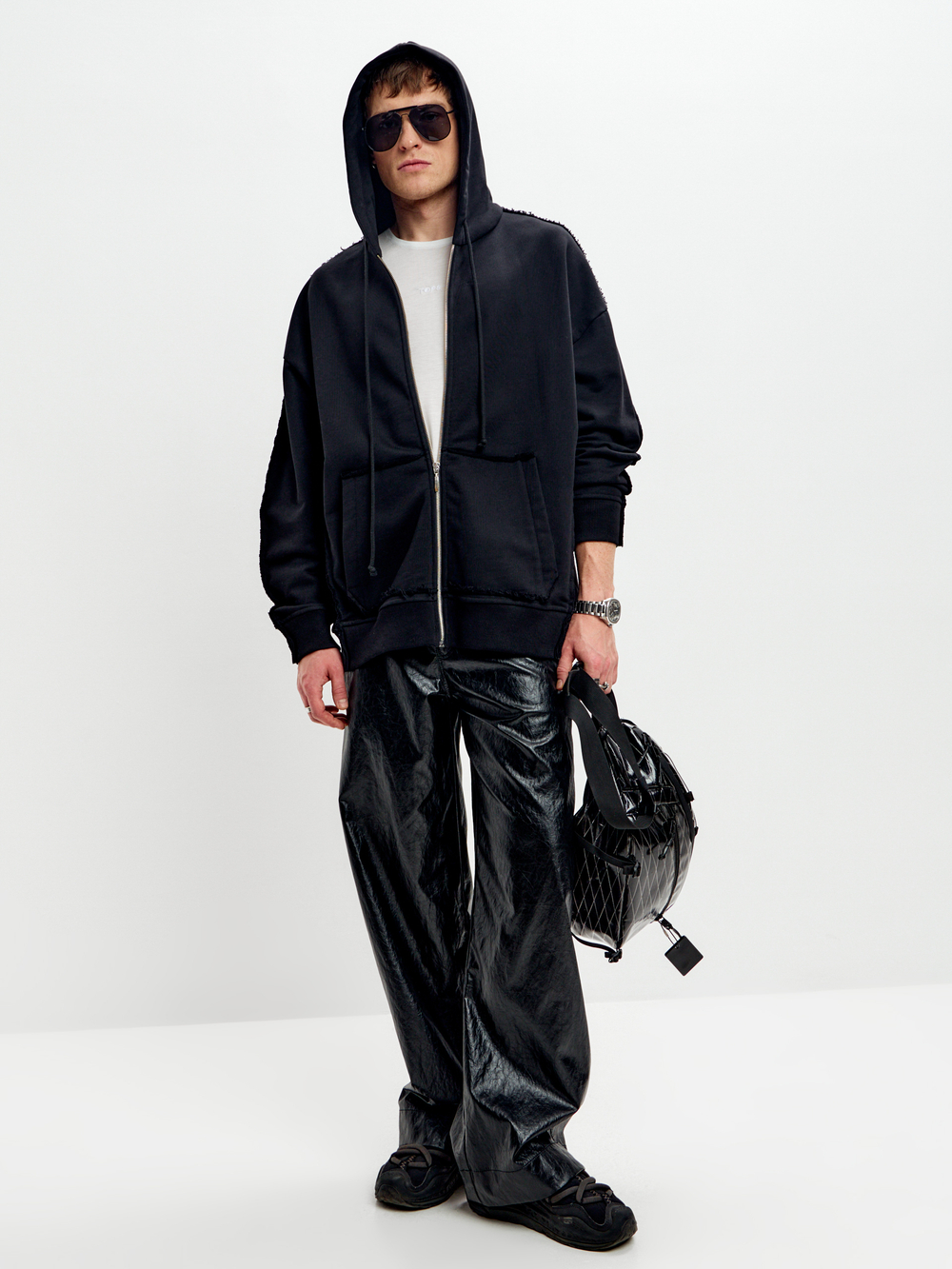 Зип-худи NEVER из черного хлопка