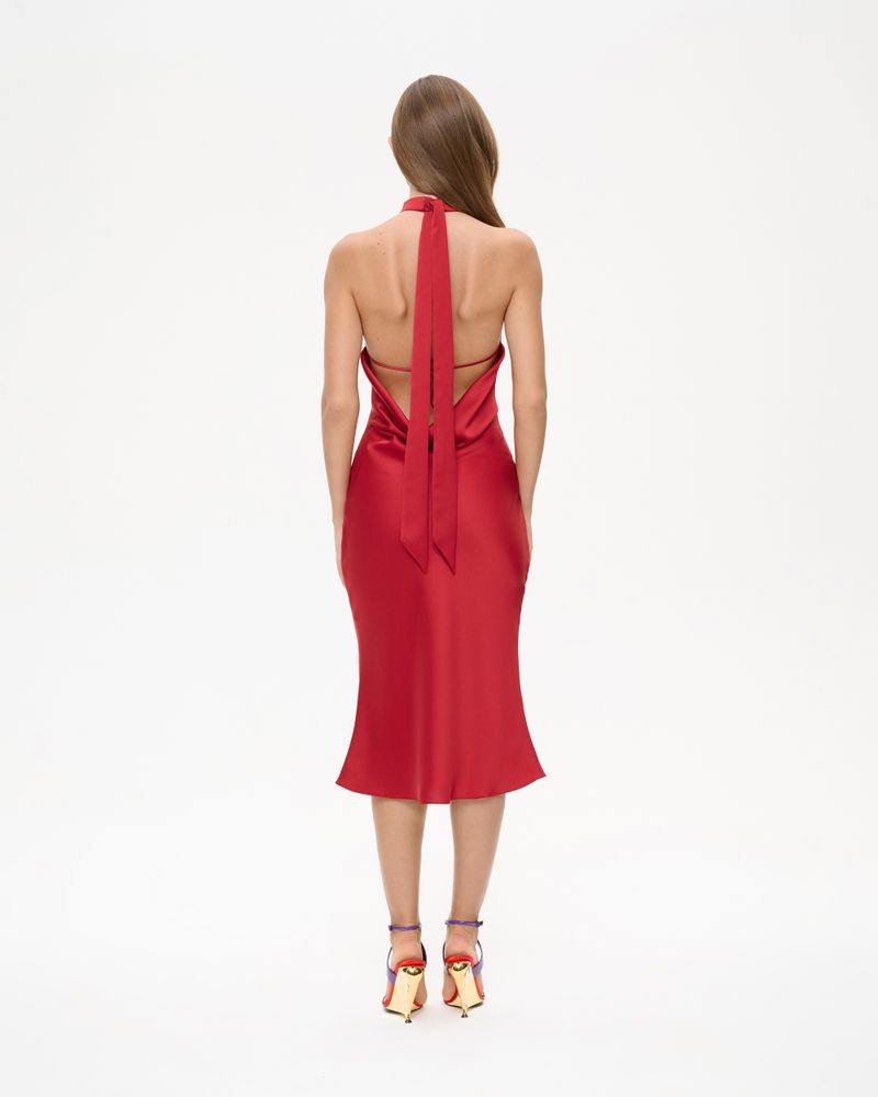 Платье из сатина с открытой спиной