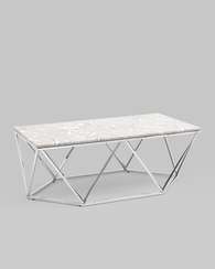 Журнальный столик Авалон 122*66 серый мрамор сталь серебро