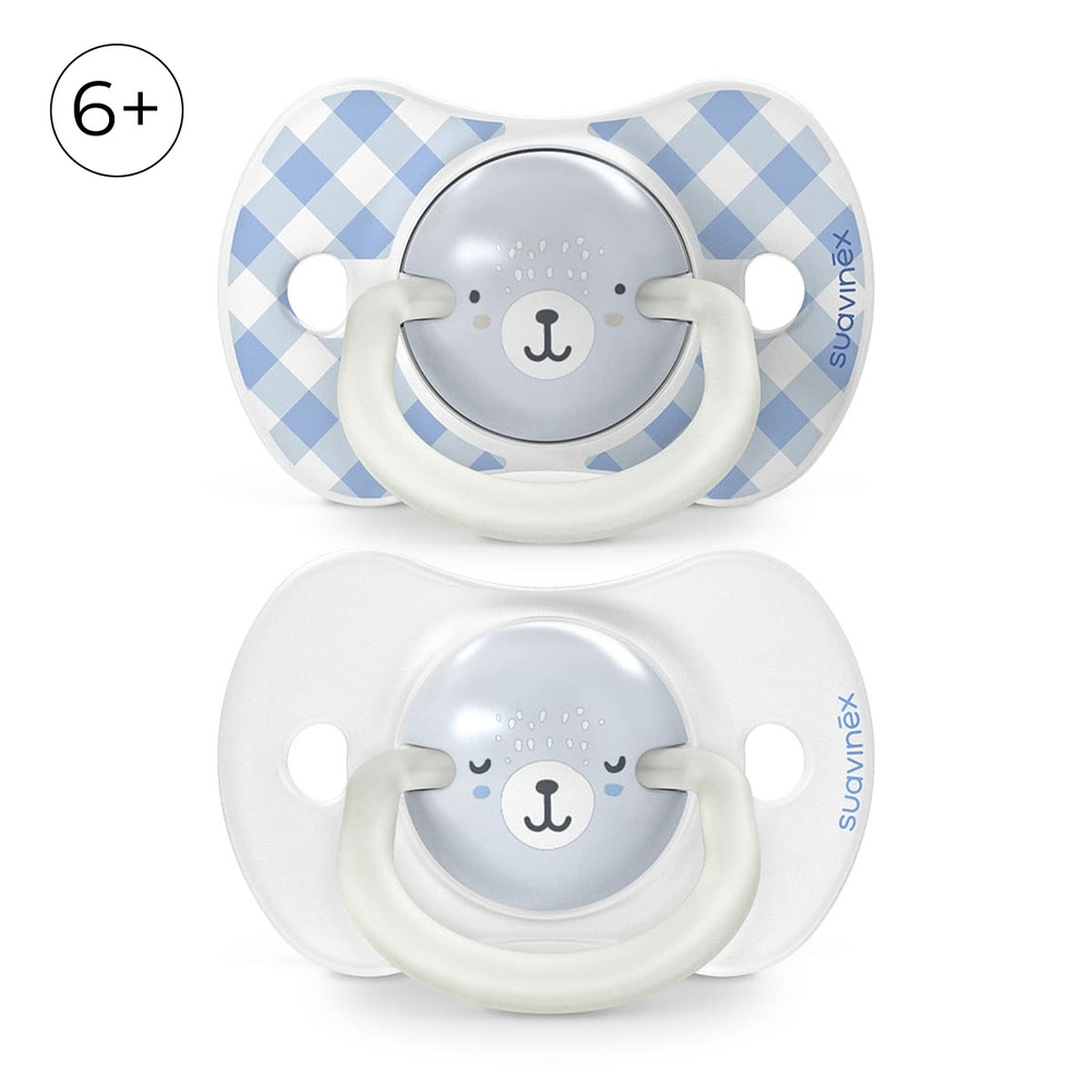 Набор пустышек Suavinex Night&Day Wild синий 6-18 мес, 2 шт