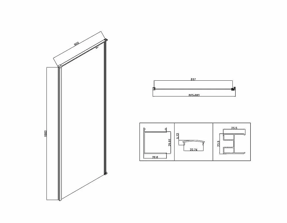 Душевой уголок Vincea Slim-N VSR-5SN9010CLGM 100x90 стекло прозрачное/профиль вороненая сталь