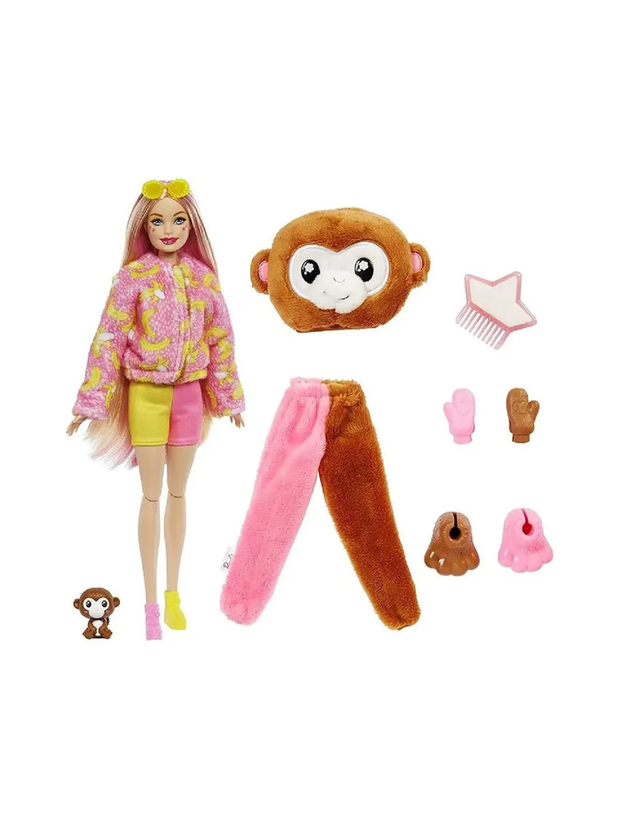 Barbie Cutie Reveal Обезьяна HKR01, кукла Барби в костюме зверька, набор с сюрпризами и аксессуарами, оригинал Mattel