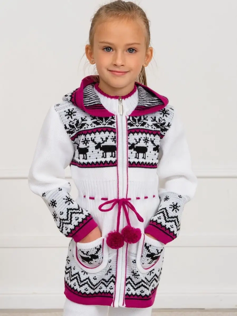 Кардиган вязаный на молнии для девочки