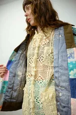 Куртка Soeurs Выполненная в Технике Пэчворк 3 голубая