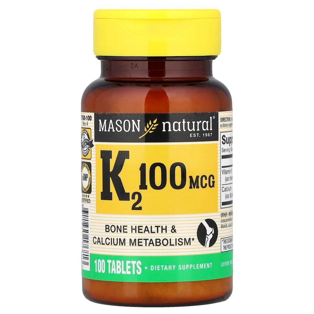 Mason Natural, витамин K2, 100 таблеток
