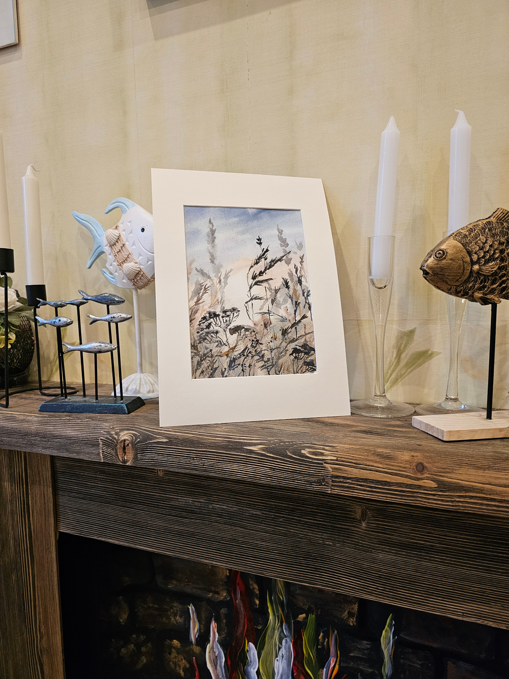 Картина авторская акварельная в паспарту 21х30 см на стену для интерьера "Аромат лета"