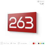 Номер на дверь 263, табличка на дверь для офиса, квартиры, кабинета, аудитории, склада, красная 120х70 мм, Айдентика Технолоджи