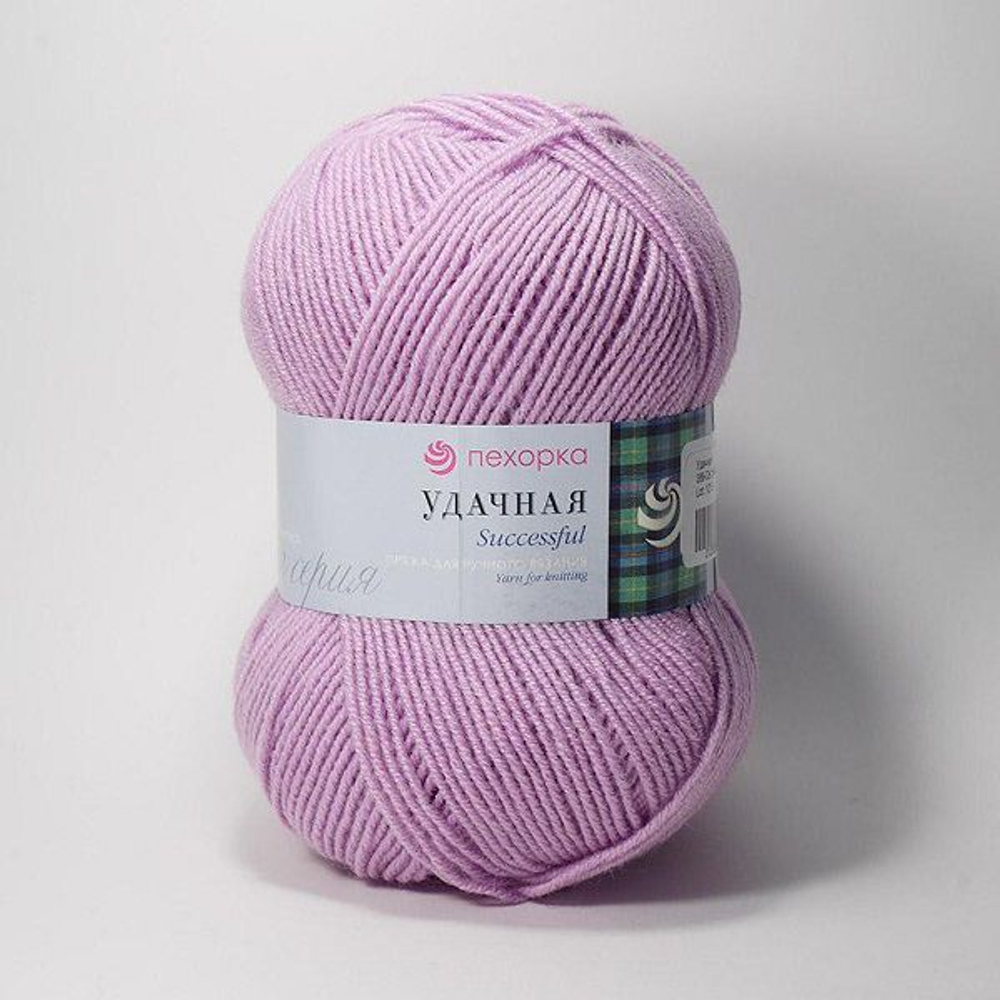 Пряжа Пехорка "Удачная" 50% шерсть, 50% акрил 5х100г/250м 389 Св.фиалка