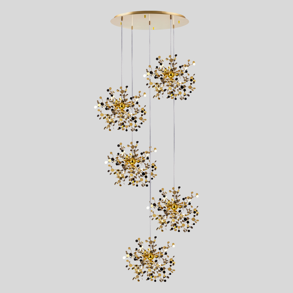 L5PR721132 Подвес пятерной круглый EXTRA 5x3x5W(led) G9  (721132 - 5 + 572152 -1) ЗОЛОТО