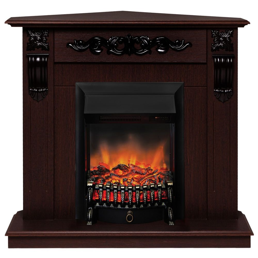 Электрокамин RealFlame Dominica Corner DN орех с очагом Fobos Lux Black RC