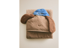 Zara Home Детское полотенце с капюшоном из хлопка, коричневый, 140x70 см