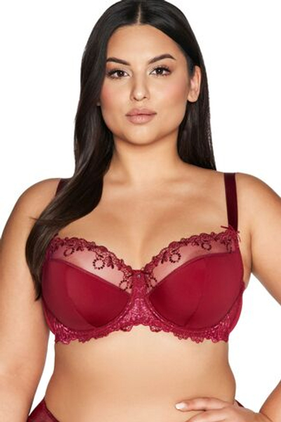 Рубиново-красный бюстгальтер Novato с вышивкой на +size чашках (Размер: 95H) (Цвет: красный)