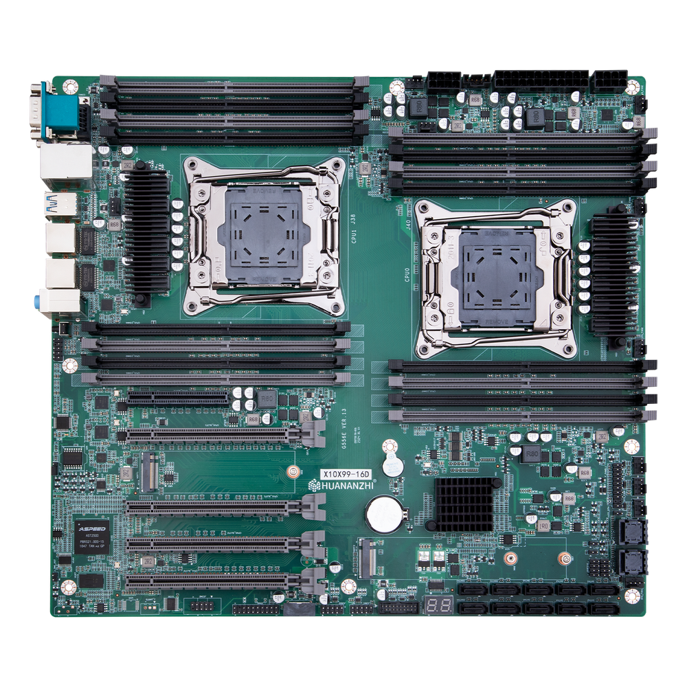 Материнская плата с процессором HUANANZHI X10X99-16D, Socket2011-3(x2), Xeon E5-2690v4 (x2), EATX, Retail, Socket2011-3(x2), 16xDDR4, PCIe3.0, 2xM.2, GLAN, 6xUSB2, 5xUSB3, VGA (HNZ-X10X99-16D-2690v4)