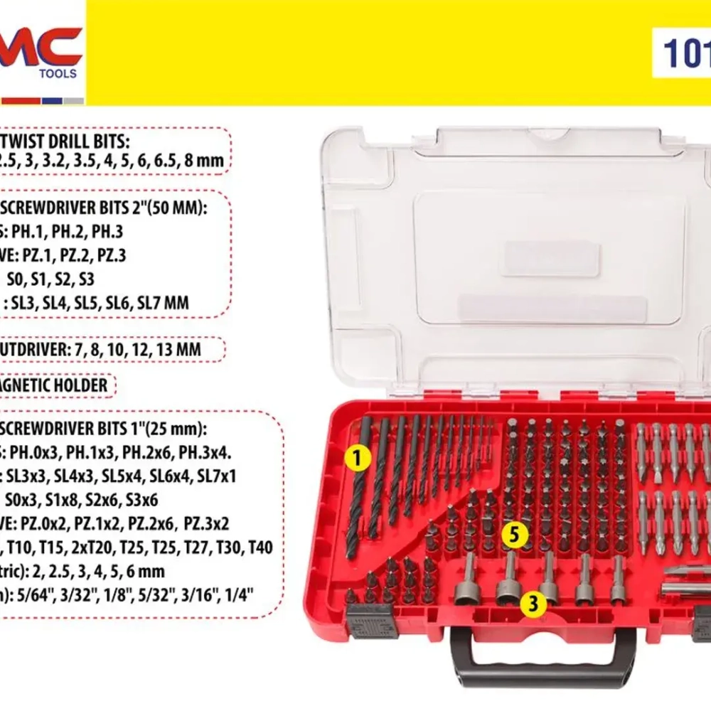 Набор бит и сверл 120пр. в пластиковом футляре WMC TOOLS WMC-10120