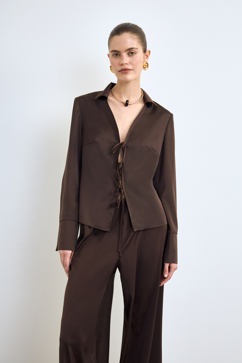 Брюки широкие из сатина