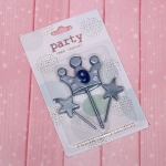 Свечи для торта Цифра Король желаний «9», голубой