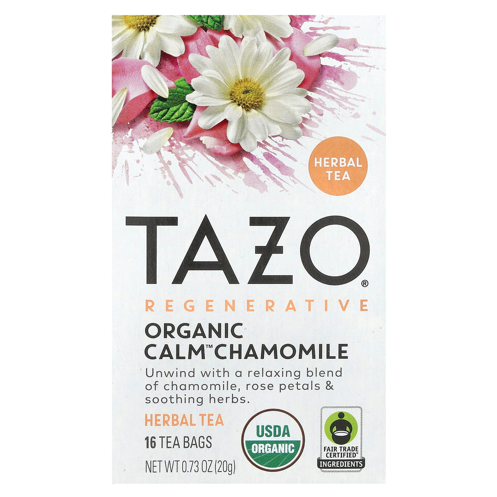 TAZO, Regenerative, травяной чай, органическая успокаивающая ромашка, без кофеина, 16 чайных пакетиков, 20 г (0,73 унции)