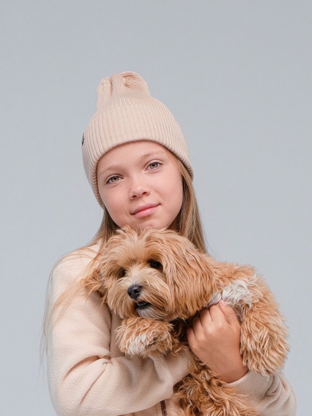 Шапка вязаная-резинка хлопковая КЭП(Сандал)