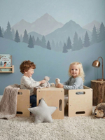 Растущий стул для детей, 74х34х34, Чек, стол и стул 2в1, деревянный, бежевый, Dipriz