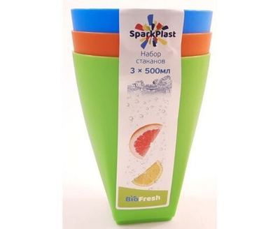 Стакан пластиковый 400мл, микс IS10315 Spark Plast - набор 3шт.