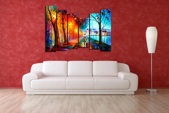 Модульная картина "Город у озера "