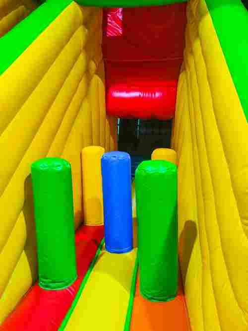 Детский надувной батут-горка "Слоник в джунглях" с прямым скатом 7*5*6 м