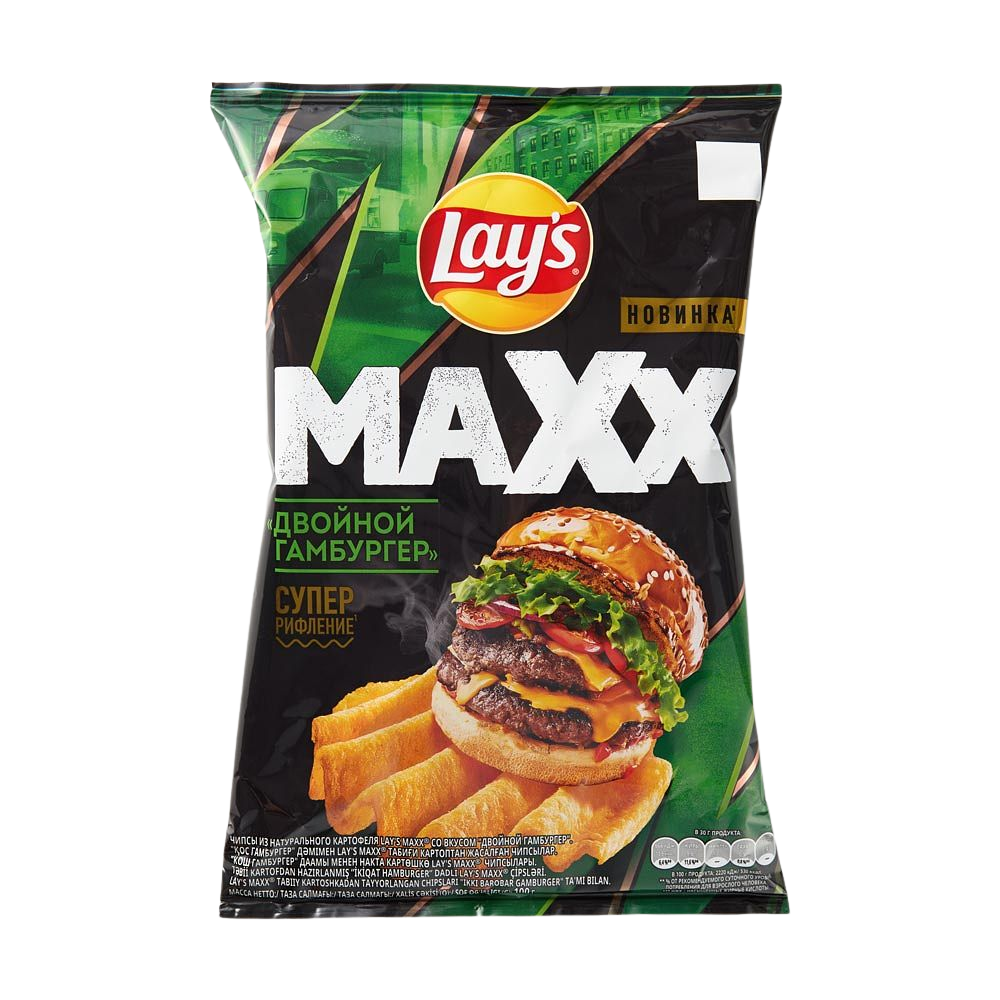 Чипсы картофельные LAY'S Maxx двойной гамбургер 100 гр
