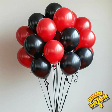 Шарики латекс 35см, черные и красные