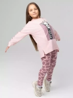 Розовый костюм для девочки на весну с леггинсами