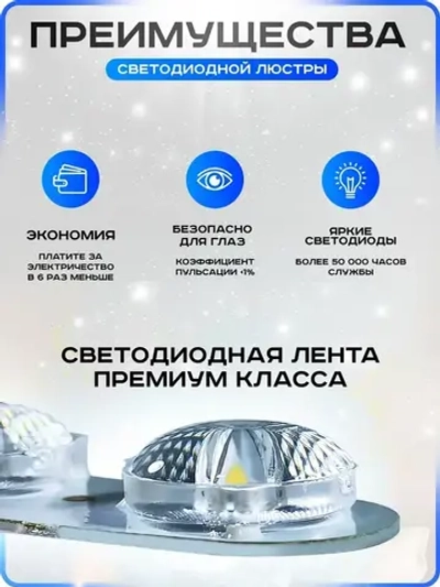 Люстра потолочная светодиодная с пультом. Светильник потолочный 52w, белый