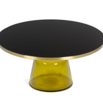 Кофейный столик Vaso Glass 1 диаметр 75 стекло закалённое, желтый, черный
