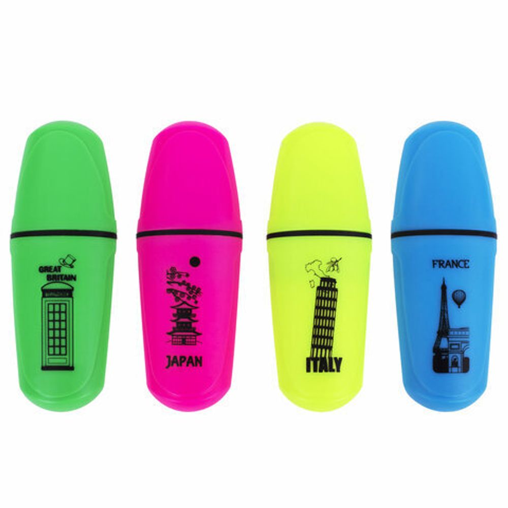 Текстовыделитель мини BRAUBERG "NEON Mini", АССОРТИ В ПЛАСТИКОВОЙ БАНКЕ, линия 1-5 мм, 152431