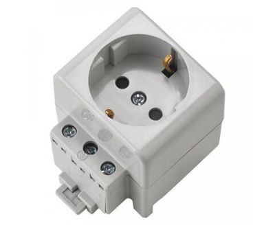 Розетка на DIN-рейку Bylectrica с заземлением РР16-9122 серый