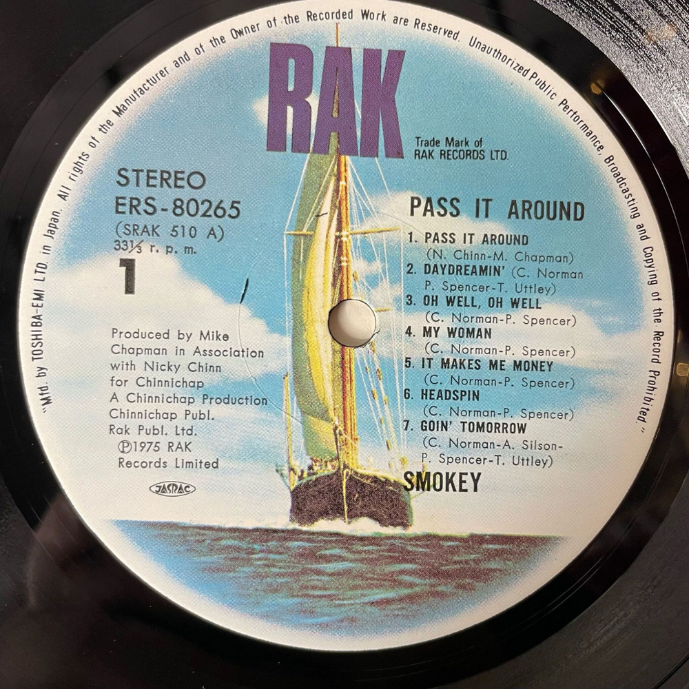 Винтажная виниловая пластинка LP Smokey Smokie Pass It Around (Japan 1975) (No Obi)