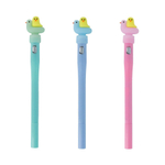 Ручка гелевая, автоматическая, Basir, синие чернила, с фонариком, серия "Цыплята", с резиновой фигуркой, 36 шт