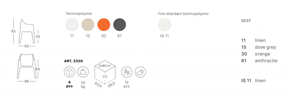 Кресло пластиковое Scab Design Coccolona, антрацит