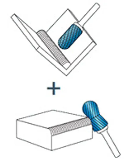 Комбинированная борфреза Karnasch Curve + Цилиндр со сферическим концом с торцовыми зубьями