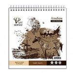 Альбом-планшет д/эскизов  40 л. греб. 19х19 см жестк.подложка  крафт-бумага 80 г/м2