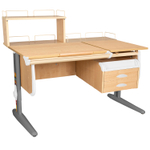 Растущая парта СУТ 25 с задними полками СУТ.15.210 и СУТ.15.240 и навесной тумбой (1200×880 мм)