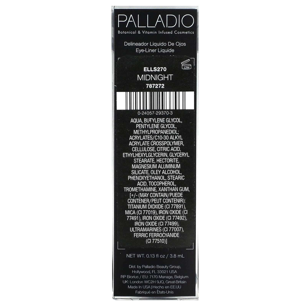 Palladio, жидкая подводка для глаз, Rednight ELLS270, 3,8 мл (0,13 жидк. унции)